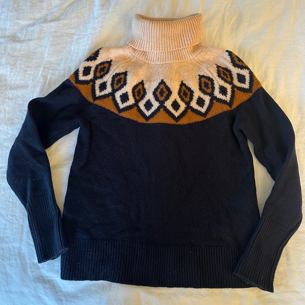 J. Crew fair aisle turtleneck sweater. 100% Merino wool.